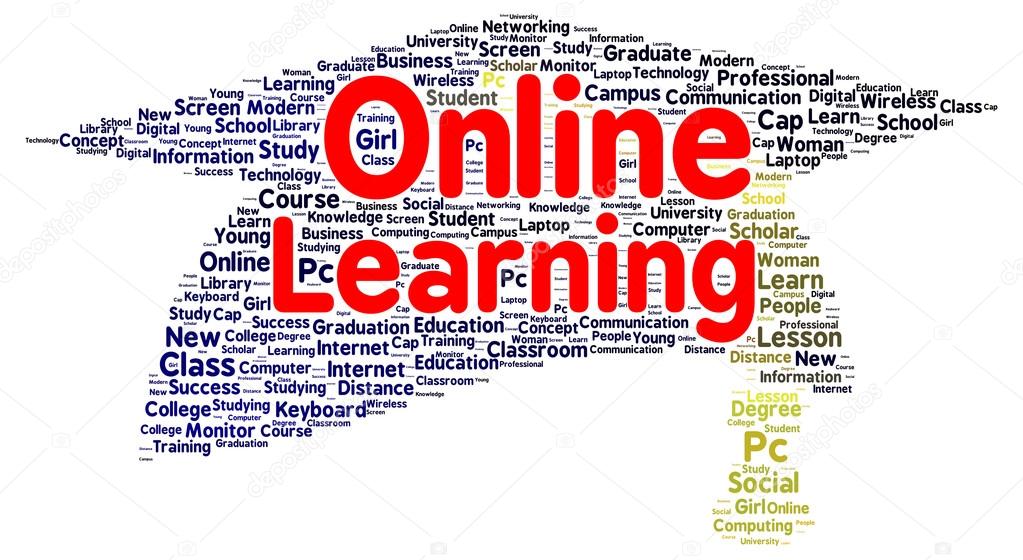 depositphotos 102904350 stock photo online learning word cloud shape